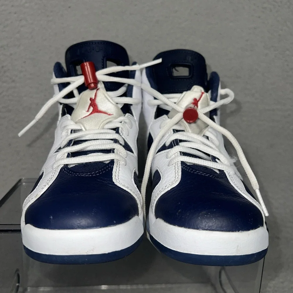 Nike Air Jordan 6 Retro Olympic Sneakers Youth 4.5Y Blue White Shoes 384665-164